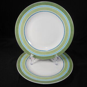 2 colorful striped dinner plates. Johnson Brothers UK Farmhouse Kitchen